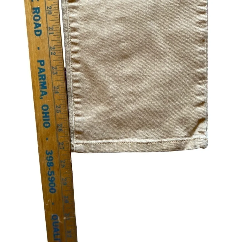 Ralph Lauren Jeans Size 12 Petit Tan Stretch Green Label with Gold logo